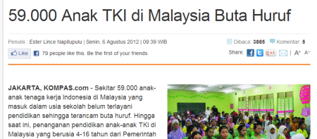 59.000 anak TKI di Malaysia Buta Huruf
